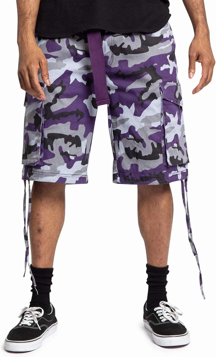 Men's Belted Ripstop Twill Camo Cargo Short