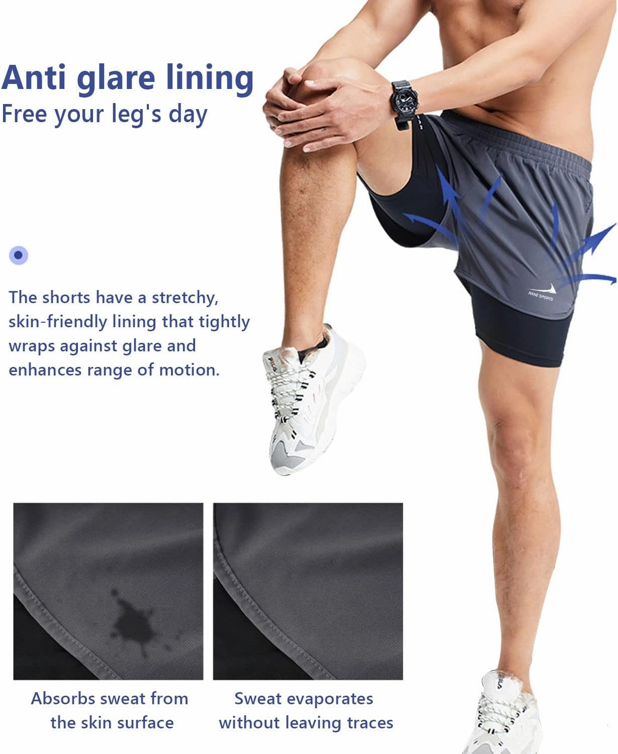 Men's Running Shorts 2 in 1 Short Gym Athletic Outdoor Jogging Workout Training Shorts