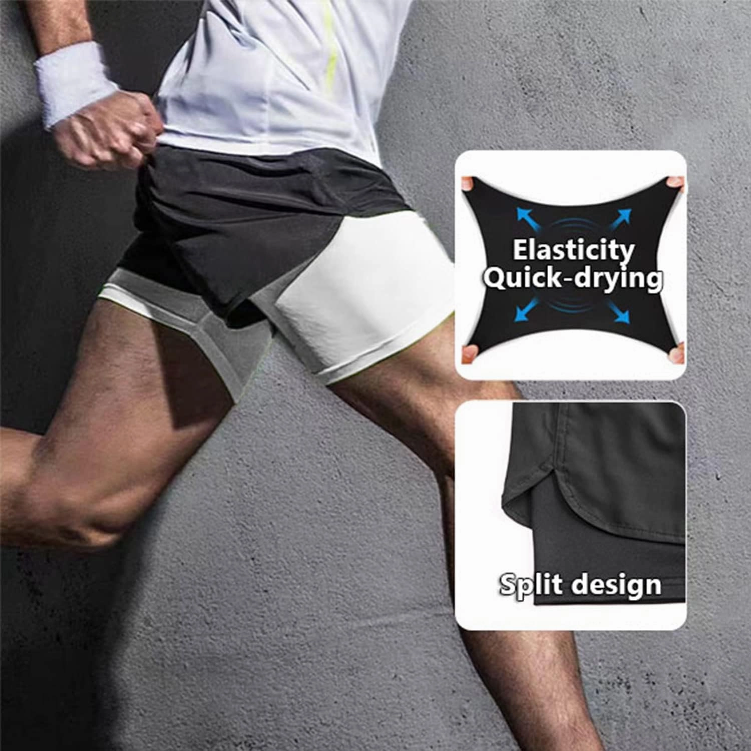 Men's Running Shorts 2 in 1 Short Gym Athletic Outdoor Jogging Workout Training Shorts
