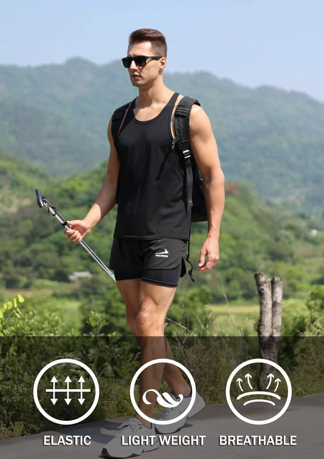 Men's Running Shorts 2 in 1 Short Gym Athletic Outdoor Jogging Workout Training Shorts