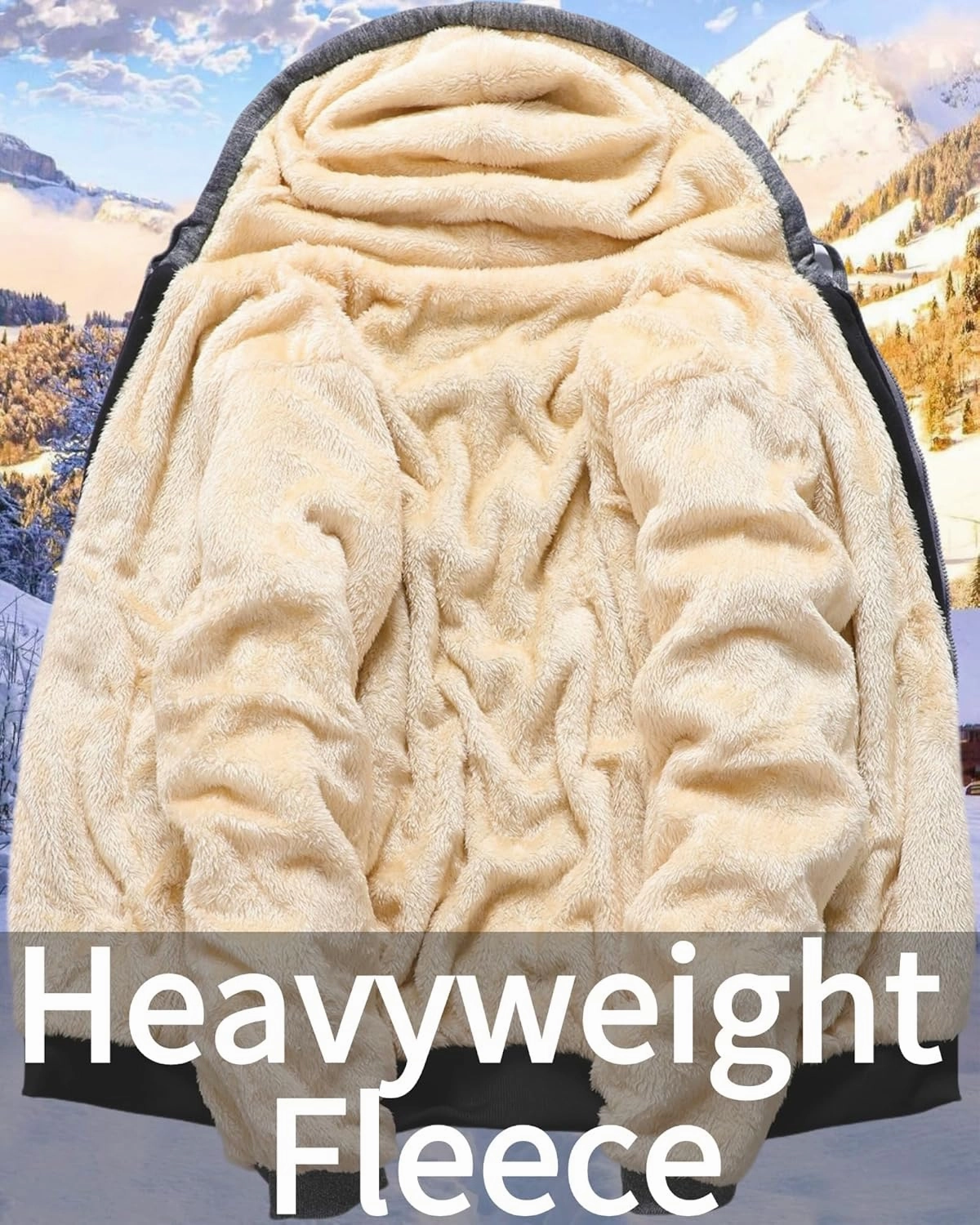 Men's Winter Heavyweight Jacket Thermal Fleece Jackets Full Zip Sherpa Lined Warm Thick Coats