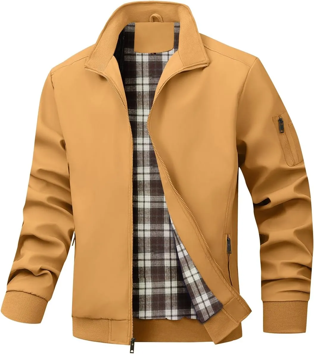 Men's Bomber Jacket Lightweight Casual Windbreaker Jackets Zip Up Coat