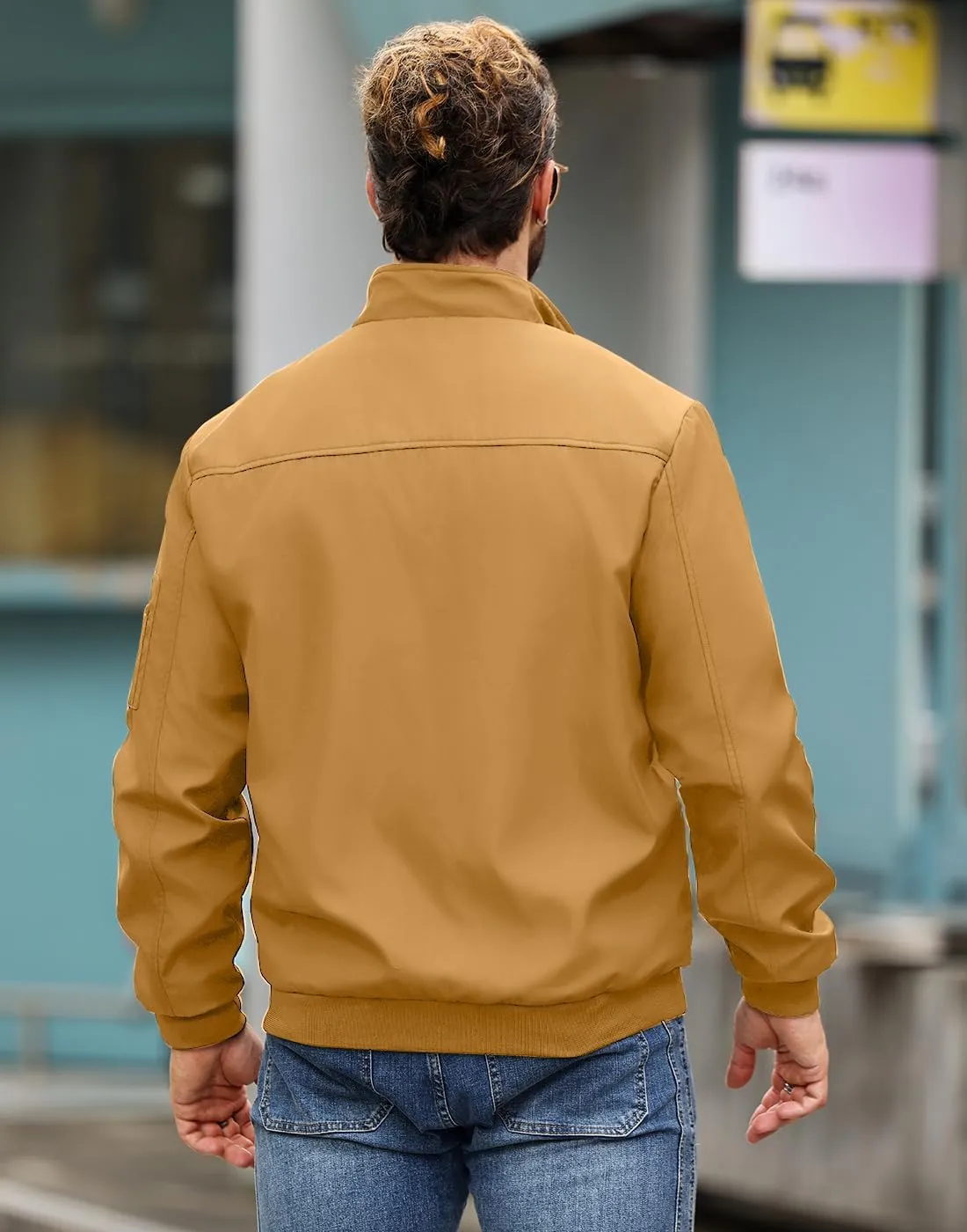 Men's Bomber Jacket Lightweight Casual Windbreaker Jackets Zip Up Coat