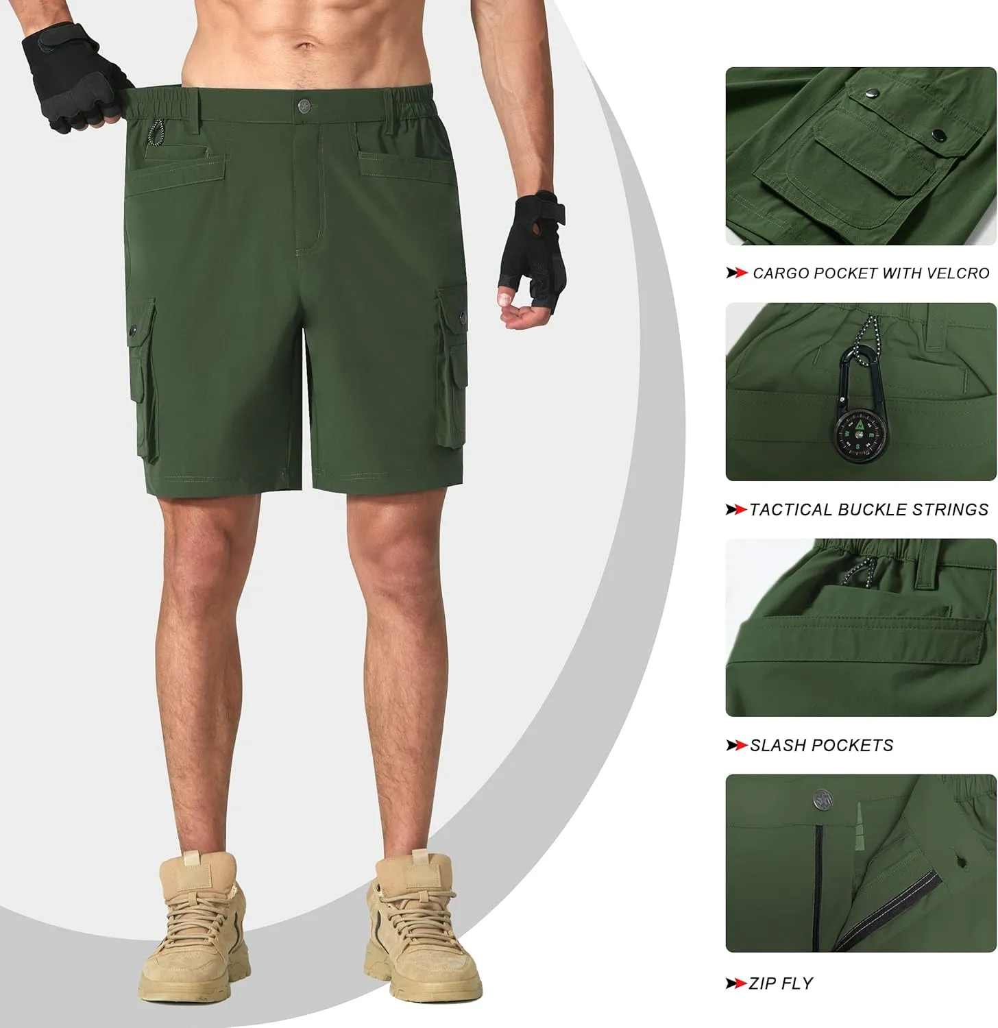 Mens Golf Shorts Quick Dry Casual Cargo Hiking Work Shorts with Multi Pocket for Travel Fishing Tactical