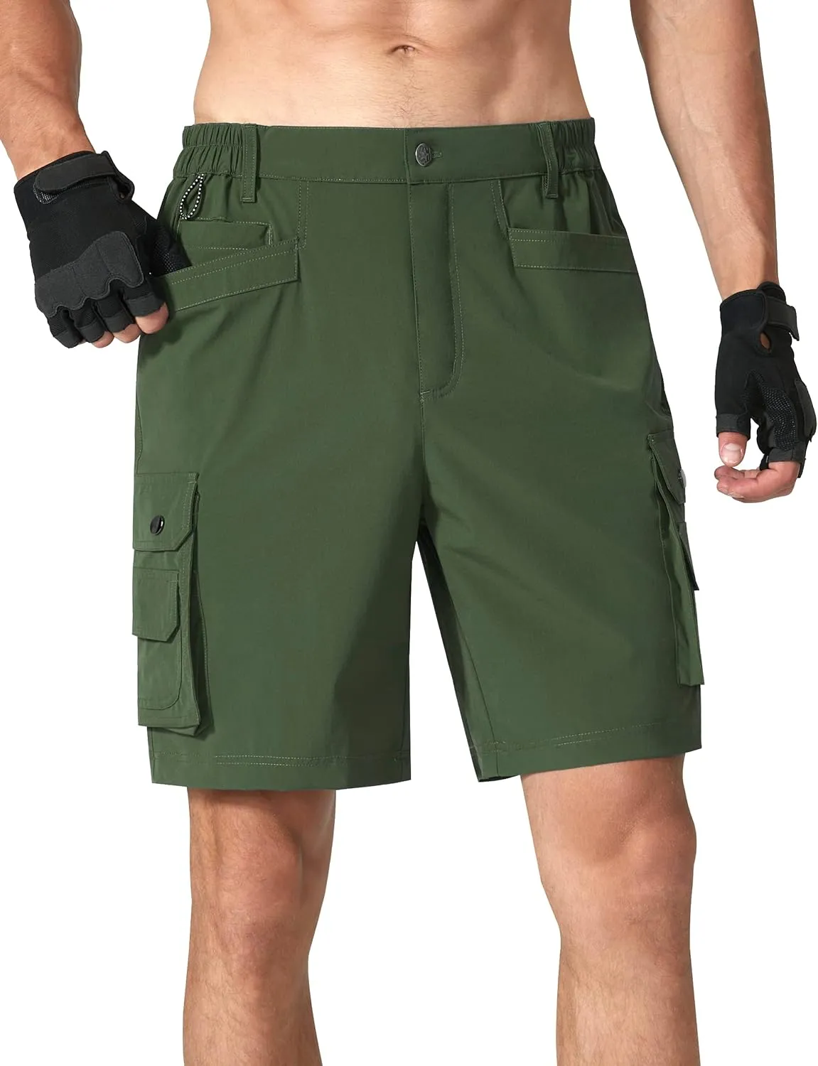 Mens Golf Shorts Quick Dry Casual Cargo Hiking Work Shorts with Multi Pocket for Travel Fishing Tactical