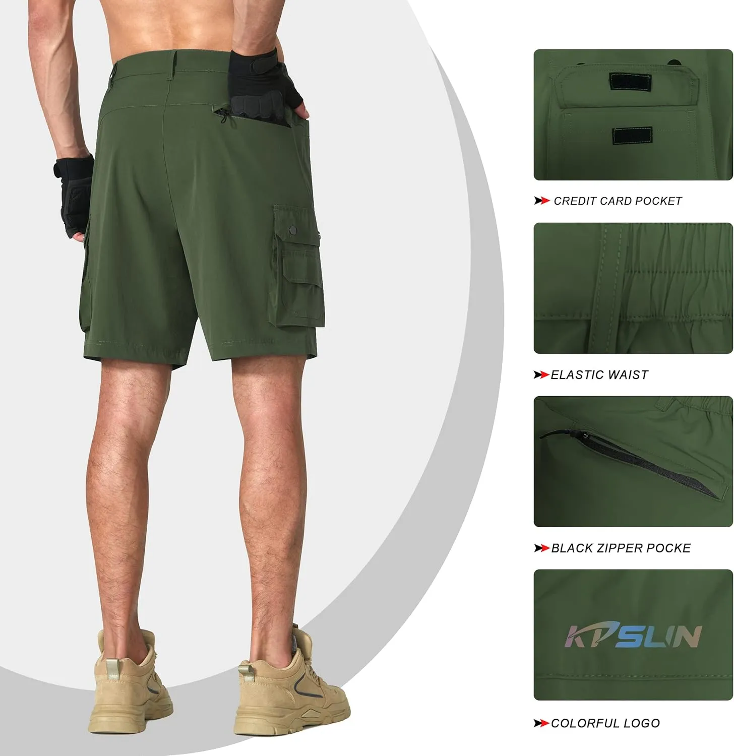 Mens Golf Shorts Quick Dry Casual Cargo Hiking Work Shorts with Multi Pocket for Travel Fishing Tactical