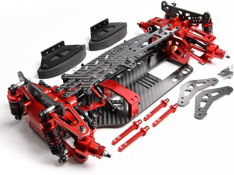 Metal Carbon Fiber Shaft Drive for 1/10 TT01, Car Chassis Frame Body Kit for RC Car(red)