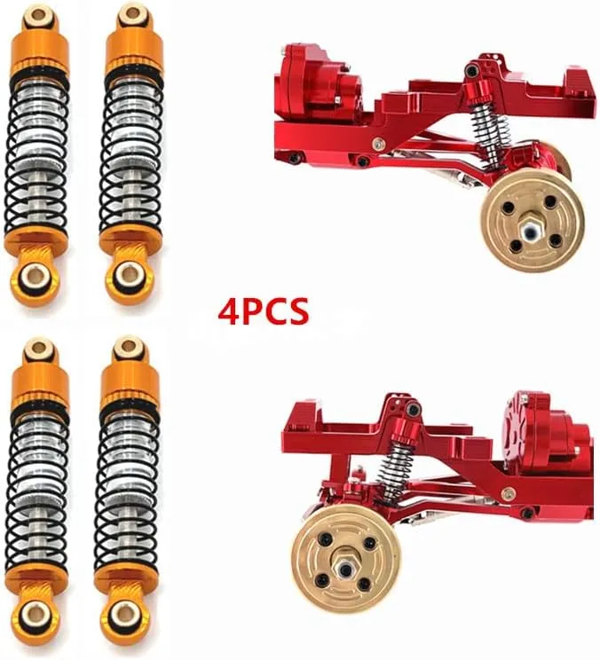 Metal Upgrade Adjustable Soft and Hard Hydraulic Shock Absorber FMS 1/24 Xiaoqi FCX24 RC Car Parts(Yellow)