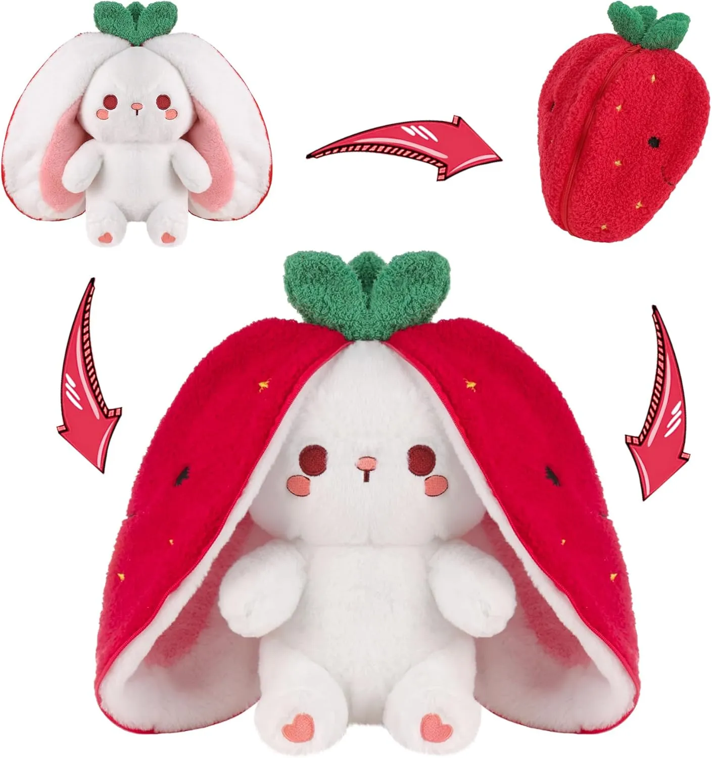 MIAODAM Strawberry Bunny Plush Toy-Soft Huggable Stuffed Animal for Babies, Kids & Collectors, Birthday Present & Nursery Decor 10inch