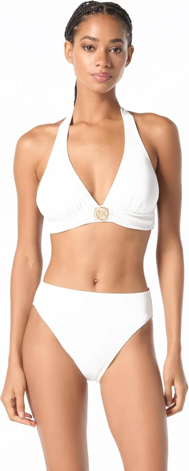 Michael Kors Women's Solid Logo Ring Halter Top
