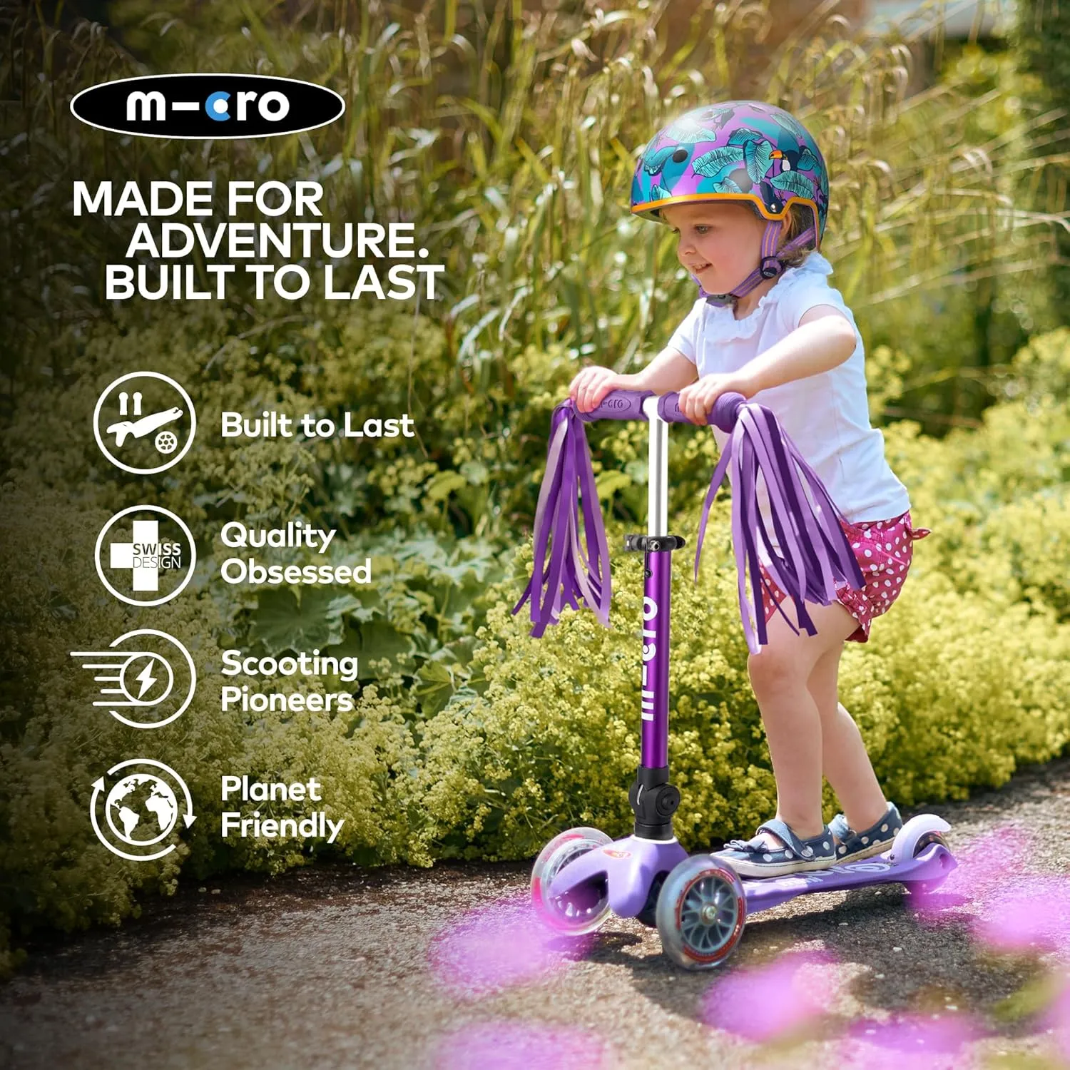 Micro Kickboard - Mini Deluxe Foldable LED Scooter, 3-Wheeled, Lean-to-Steer, Swiss-Designed Micro Scooter with LED Light-Up Wheels, for Kids Ages 2-5