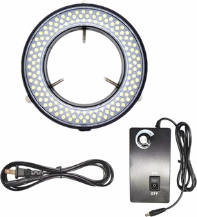 Microscope 144 Led Ring Light Adjustable Illuminator,Microscope Light Source for Lab Stereo,with Industry Power Adapter for Eg-sm Eyepiece Eyeshields Or Eye-Guards (Black)