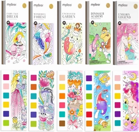 MiDeer Watercolor Painting Book for Kids Ages 4-8, Pocket Watercolor Painting Book Arts and Crafts for Toddlers, Travel Activity Toy Water Color Paint Set for Kids 3-8 (5 Packs)