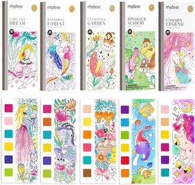 MiDeer Watercolor Painting Book for Kids Ages 4-8, Pocket Watercolor Painting Book Arts and Crafts for Toddlers, Travel Activity Toy Water Color Paint Set for Kids 3-8 (5 Packs)