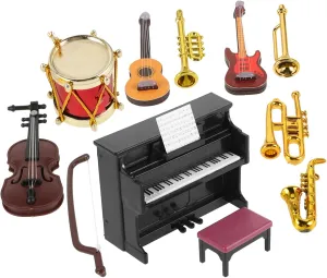 Milisten 4sets Miniature Music Instrument for Dollhouse Realistic Decor for Miniature House Includes Piano Violin Drum and More for Home Decoration