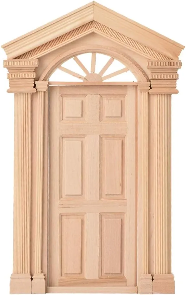 Mini Dollhouse Door, 1:12 Doll House Mini Wooden Steepletop Door for Dolls Furniture Accessories Sportinggoods Doll Accessories