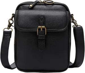 Mini Messenger Bag Vintage Double Layer Large Capacity Messenger Bag Cute Leather Crossbody Messenger Bag for Women Men