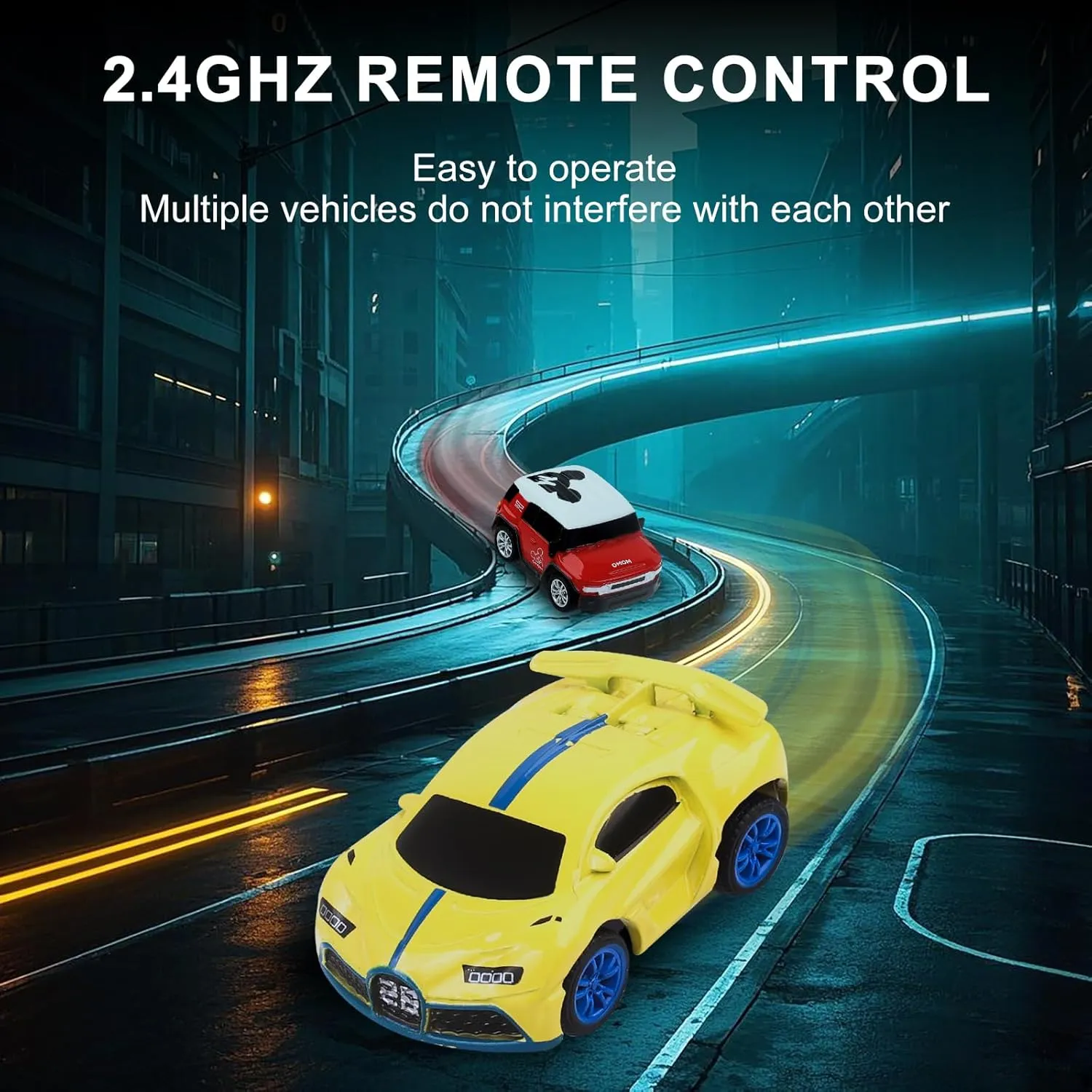Mini New Watch Remote Control Car Easter Toy, 2.4GHZ RC Racing Car Battle Watch Toys for Kids Boys Girls,LED Lights, USB Charging,Birthday Party, Yellow