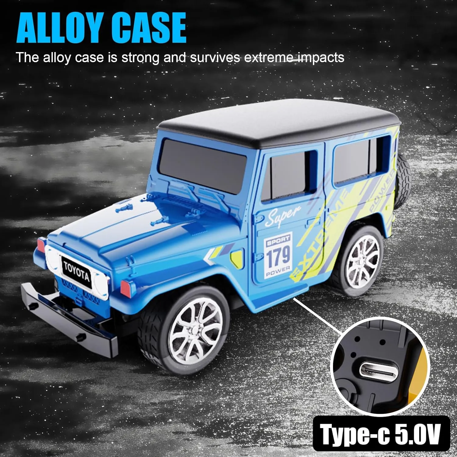 Mini RC Car with APP Control, 1:64 Scale Off-Road Vehicle & Trailer Toy, 2.4GHz Wireless Remote Control, LED Lights, Alloy Case, MultiControl Modes, Speed/Steering Adjustable (Black)
