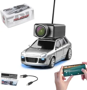 Mini RC Car with Camera, 1/64 Scale APP-Controlled Fully Proportional FPV Remote Control Racing Car with Gyro and Underbody Lighting, Gifts for Vehicle Lover