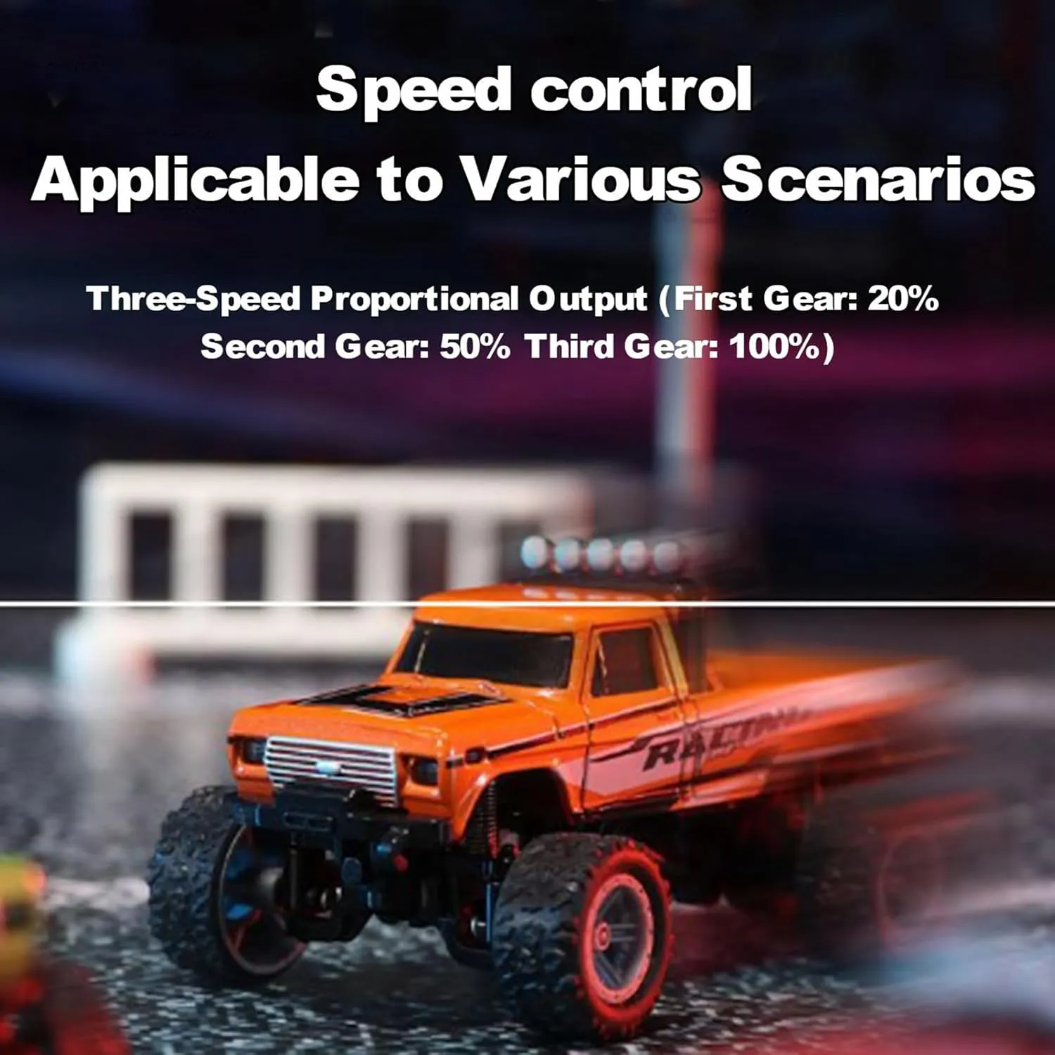 Mini Rc Monster Truck, 1/64 Scale Monster Truck Remote Control Car with Lights, 2.4Ghz Remote Control Rechargeable Mini Monster Truck Rc, Alloy Rc Semi Truck with Trailer, Speed Adjustable, Orange