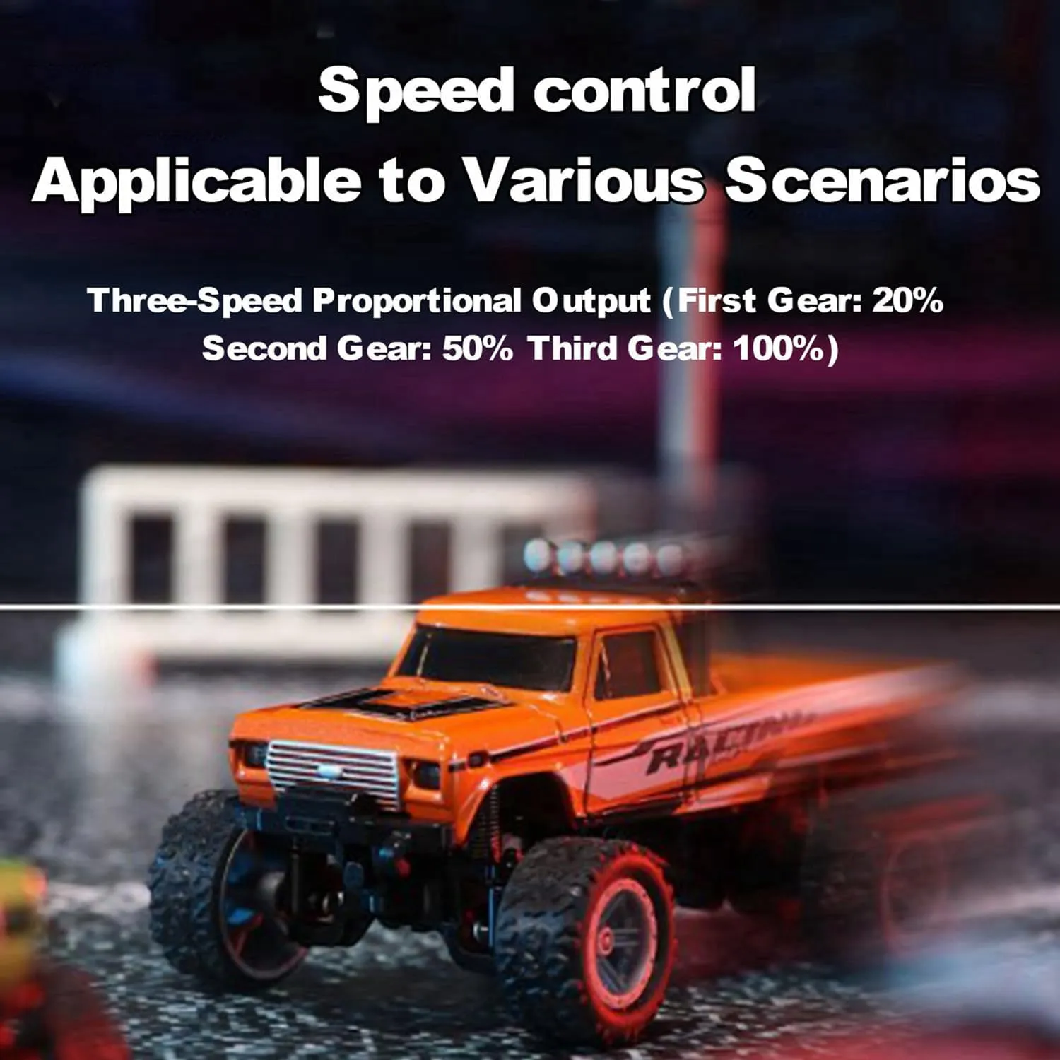 Mini RC Monster Truck 1/64 Scale With Lights, 2.4Ghz Remote Control Car Rechargeable, Alloy Semi Truck for Kids Gifts, Speed Adjustable (Without Trailer Grey)