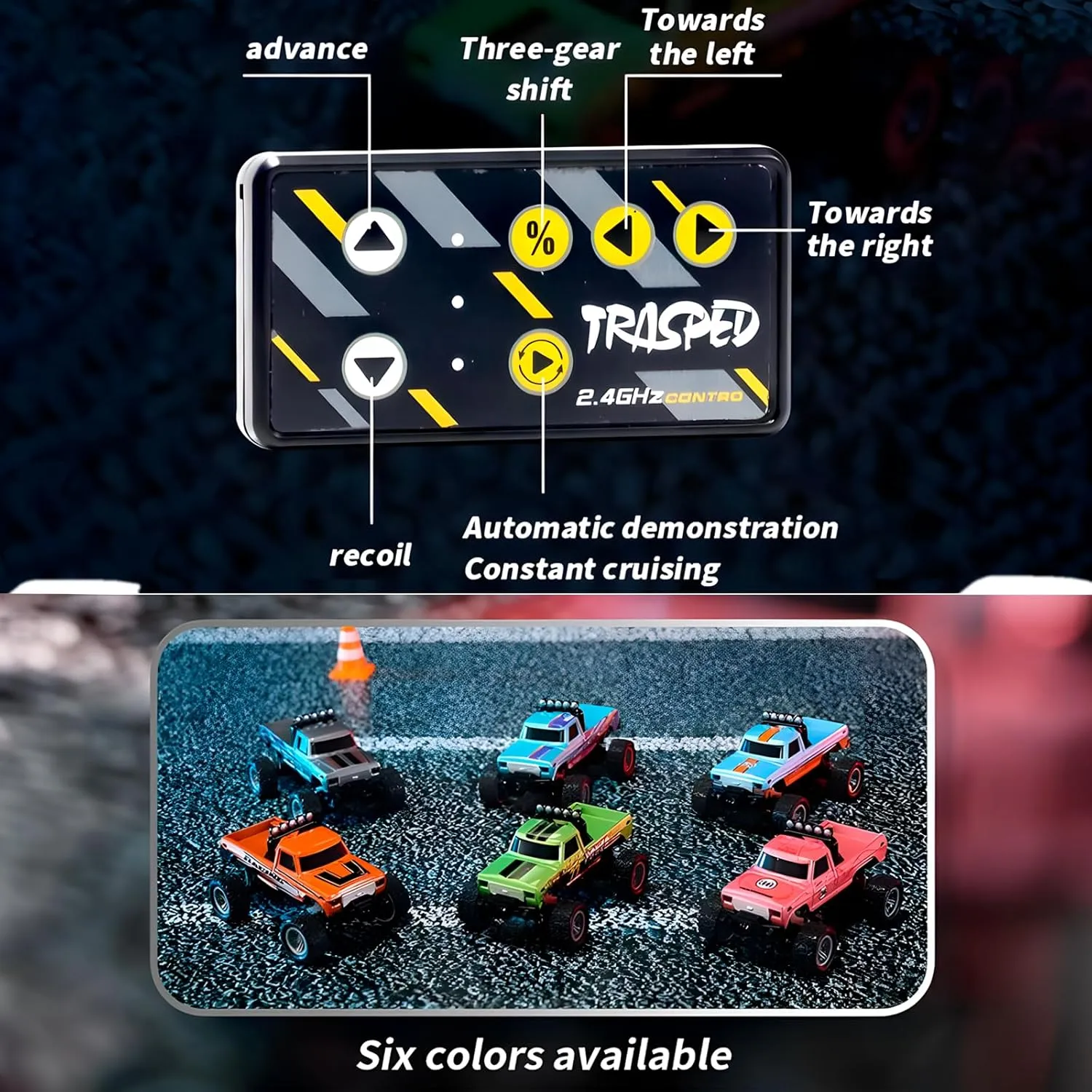 Mini Rc Truck, 1:64 Scale Monster Truck Remote Control Car with Lights, 2.4Ghz Mini Alloy Remote Control, Speed/Steering Adjustable (Orange)