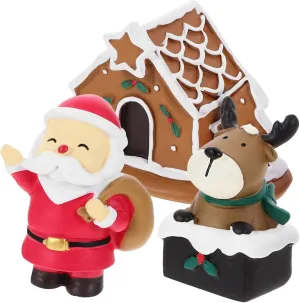 Mini Resin Christmas Decorations Set 3pcs Miniature Xmas Figurines Miniature Christmas Ornaments for Home Doll House