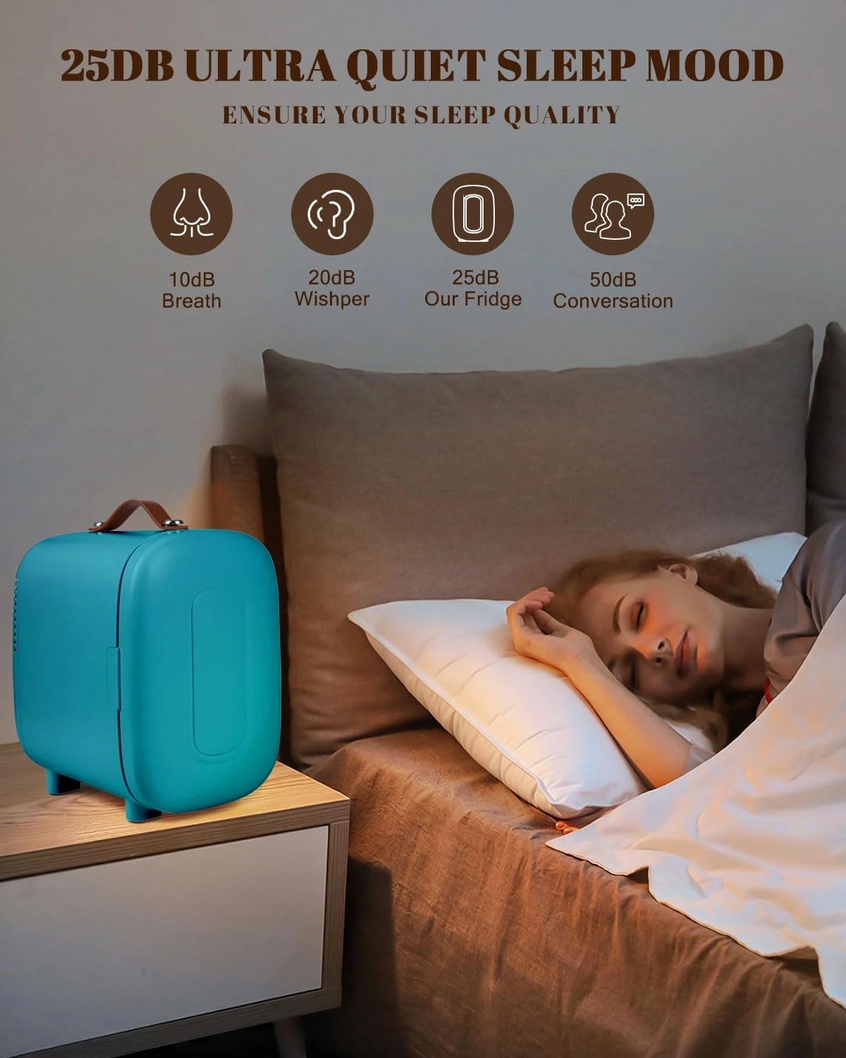 Mini Fridge for Bedroom, 4 Liter/6 Cans Skincare Small Refrigerator, AC/DC Portable Mini Cooler & Warmer, Small Fridge for Camping, Dorm, Office, Car (Blue)