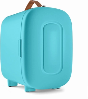 Mini Fridge for Bedroom, 4 Liter/6 Cans Skincare Small Refrigerator, AC/DC Portable Mini Cooler & Warmer, Small Fridge for Camping, Dorm, Office, Car (Blue)