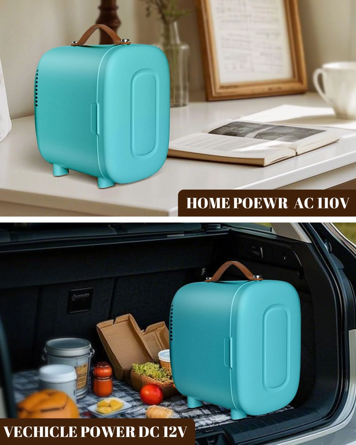 Mini Fridge for Bedroom, 4 Liter/6 Cans Skincare Small Refrigerator, AC/DC Portable Mini Cooler & Warmer, Small Fridge for Camping, Dorm, Office, Car (Blue)