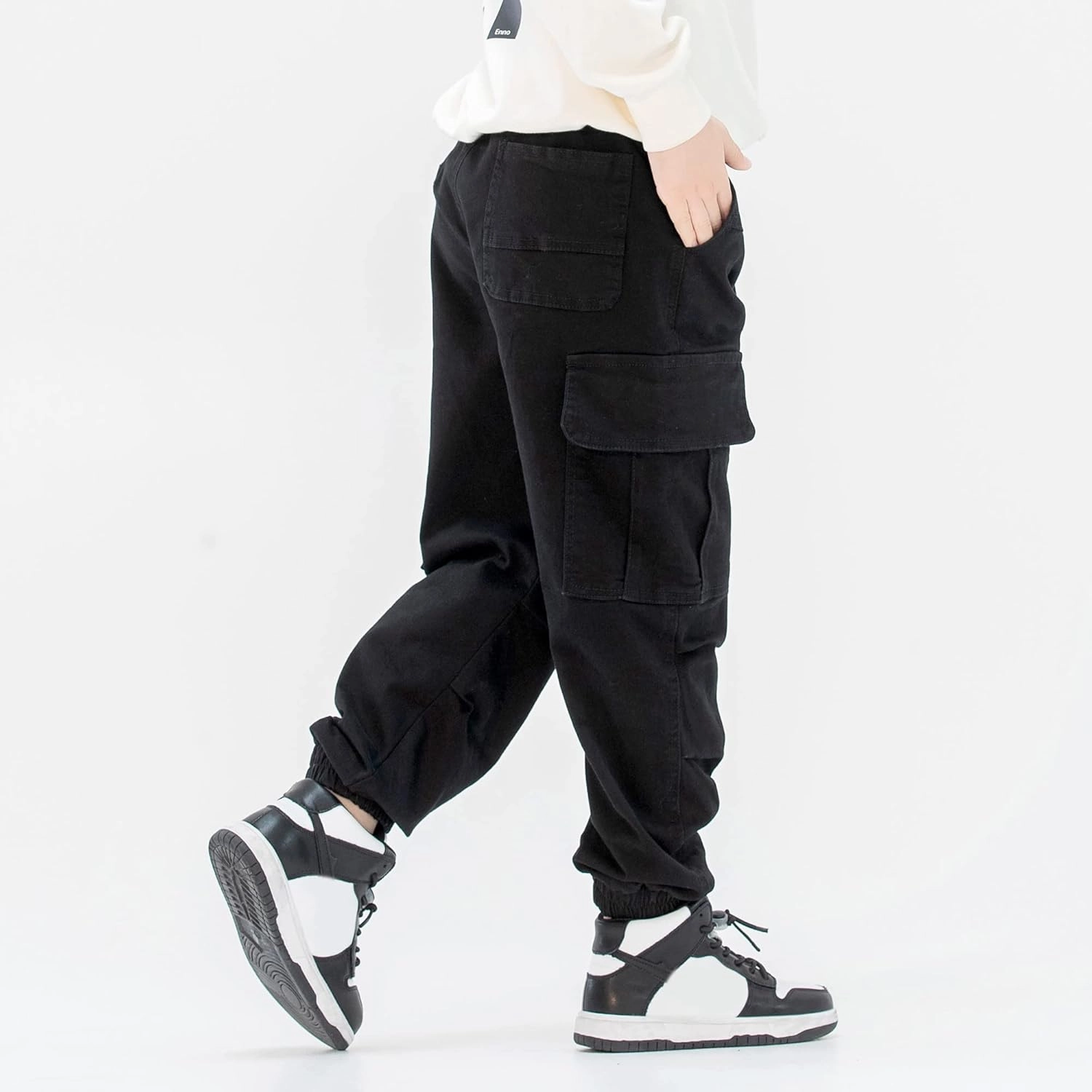 MINI PANDA Boys' Cargo Pant,Husky Boys Adjustable Waist Pants Size 6-16