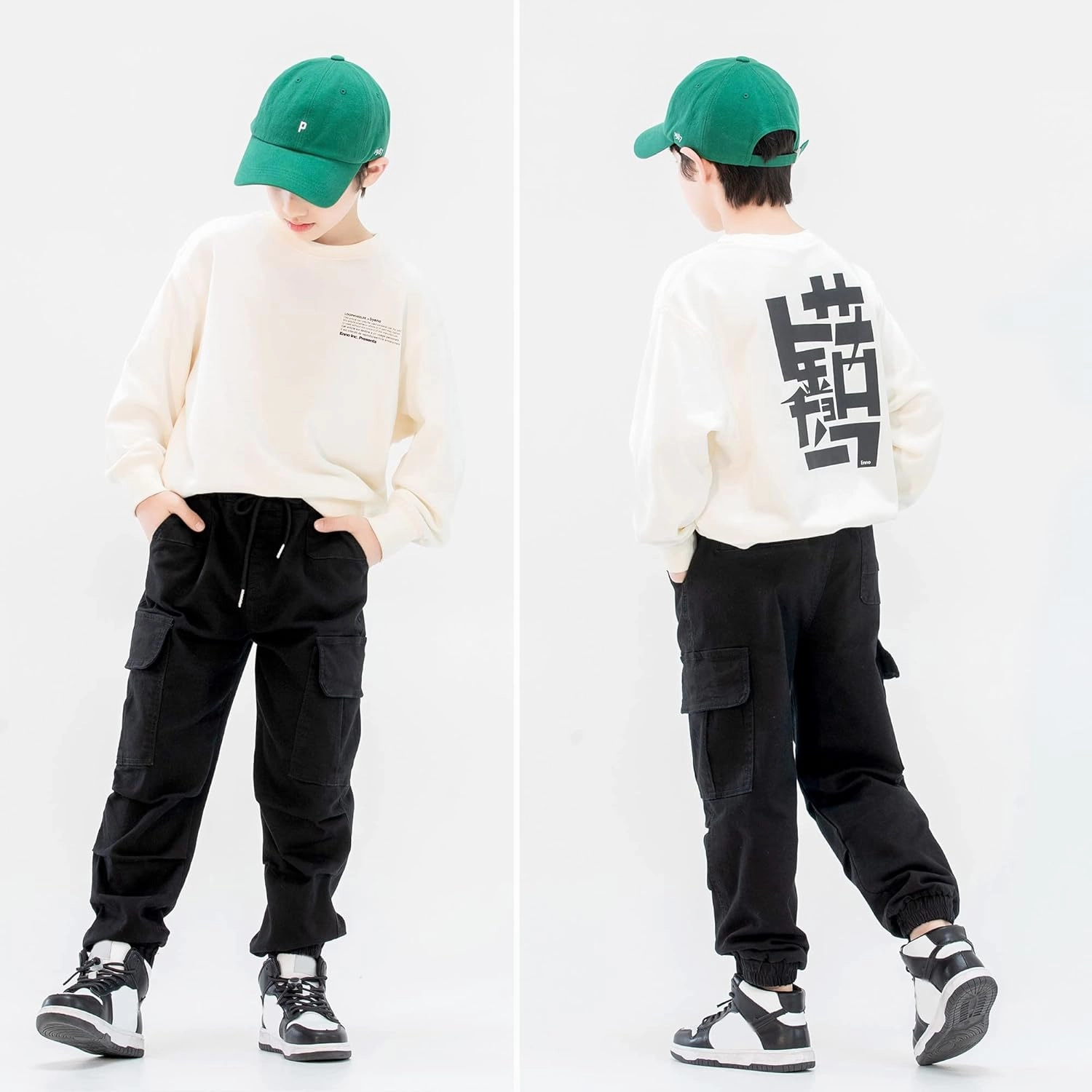 MINI PANDA Boys' Cargo Pant,Husky Boys Adjustable Waist Pants Size 6-16