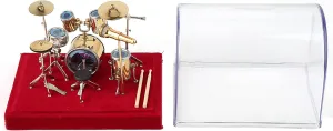 Miniature Musical Instrument, Kit Miniature Drum Set for Desk Drum Set Model Display Mini Ornaments Craft Home Decor (14cm)