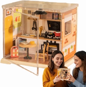 Miniature House Kit - Model Set, Assembly Toy | Realistic Coffee Shop Build for Adults, Handmade Craft Project for Teens, Kitchen Decoration, Creative Hobby Gift, Home Display Piece