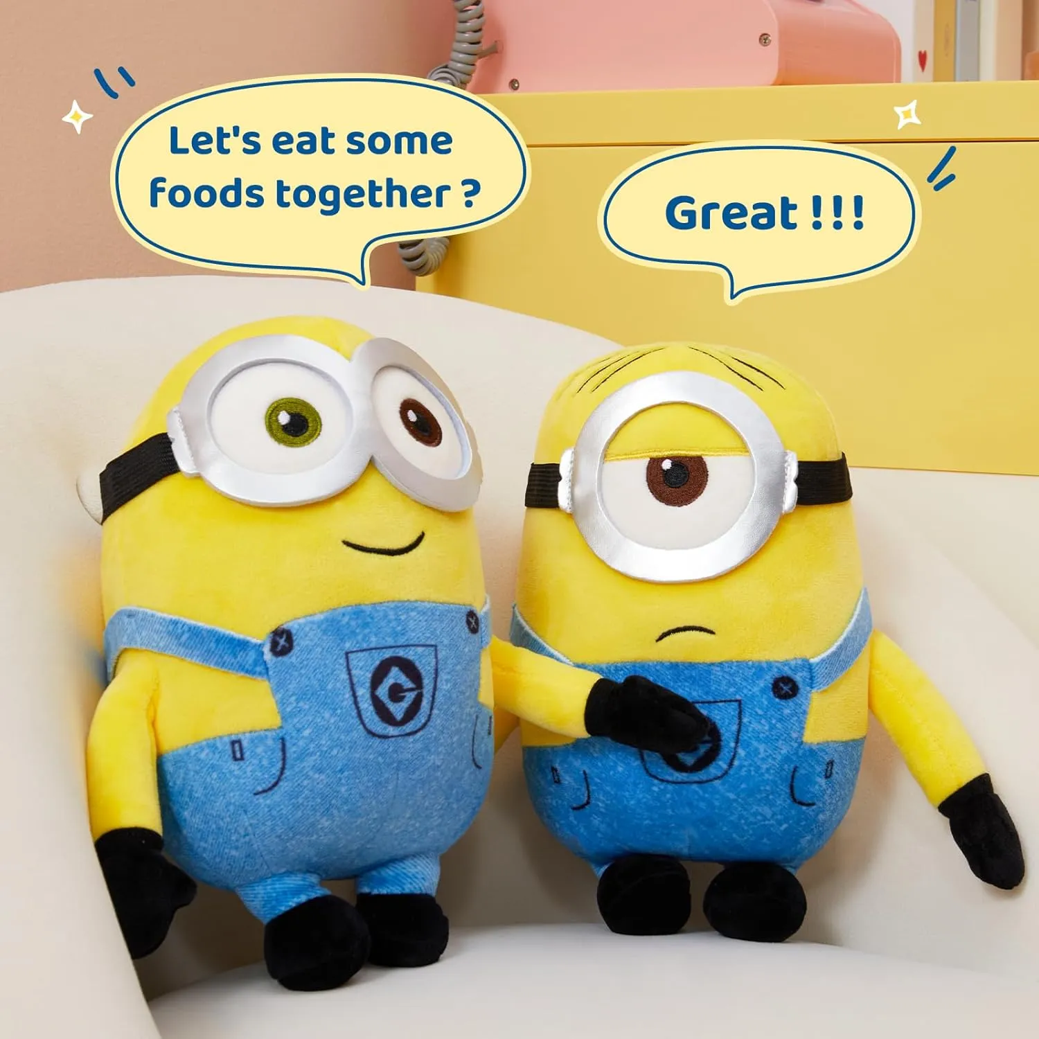 MINISO 9'' Minions Stuffed Animals Plush Toy (Stuart), Kawaii Soft Cute Sleeping Plushies Bedding Pillow for Kids Toddler Toys Boys Girls