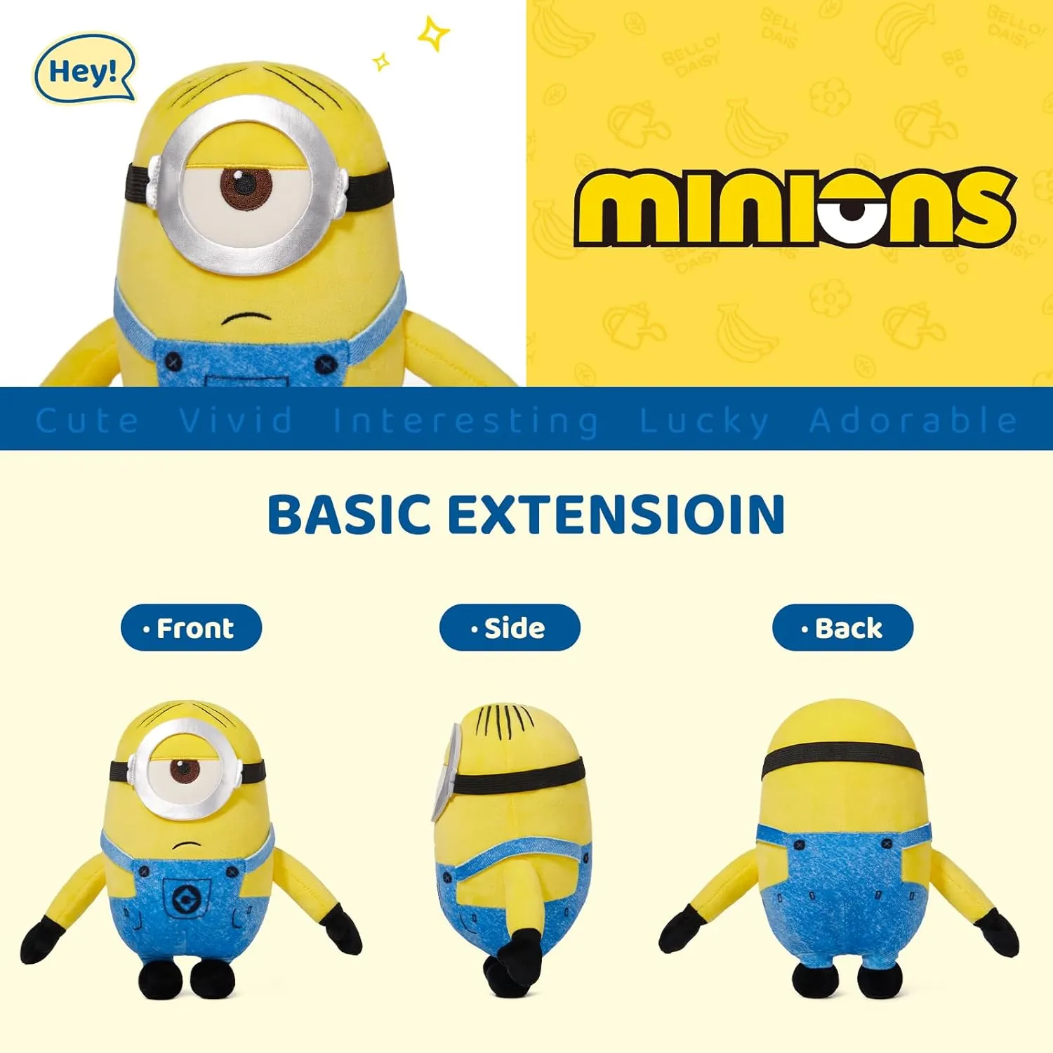 MINISO 9'' Minions Stuffed Animals Plush Toy (Stuart), Kawaii Soft Cute Sleeping Plushies Bedding Pillow for Kids Toddler Toys Boys Girls