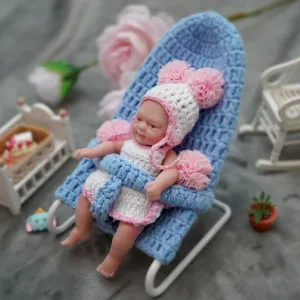 Mire & Mire 4.5" Girl Reborn Doll Open Eyes Micro Preemie Full Body Silicone 13cm Baby Doll Lifelike Mini -Pink