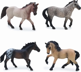 MODEBESO® Realistic Animal Figures Playset,4 PCS Horse Figurines Set,Hand Painting Horse Figures Set,Educational Toy,Cake Toppers Christmas Birthday Gift for Kids Todllers (4 PCS Horse Set 1)