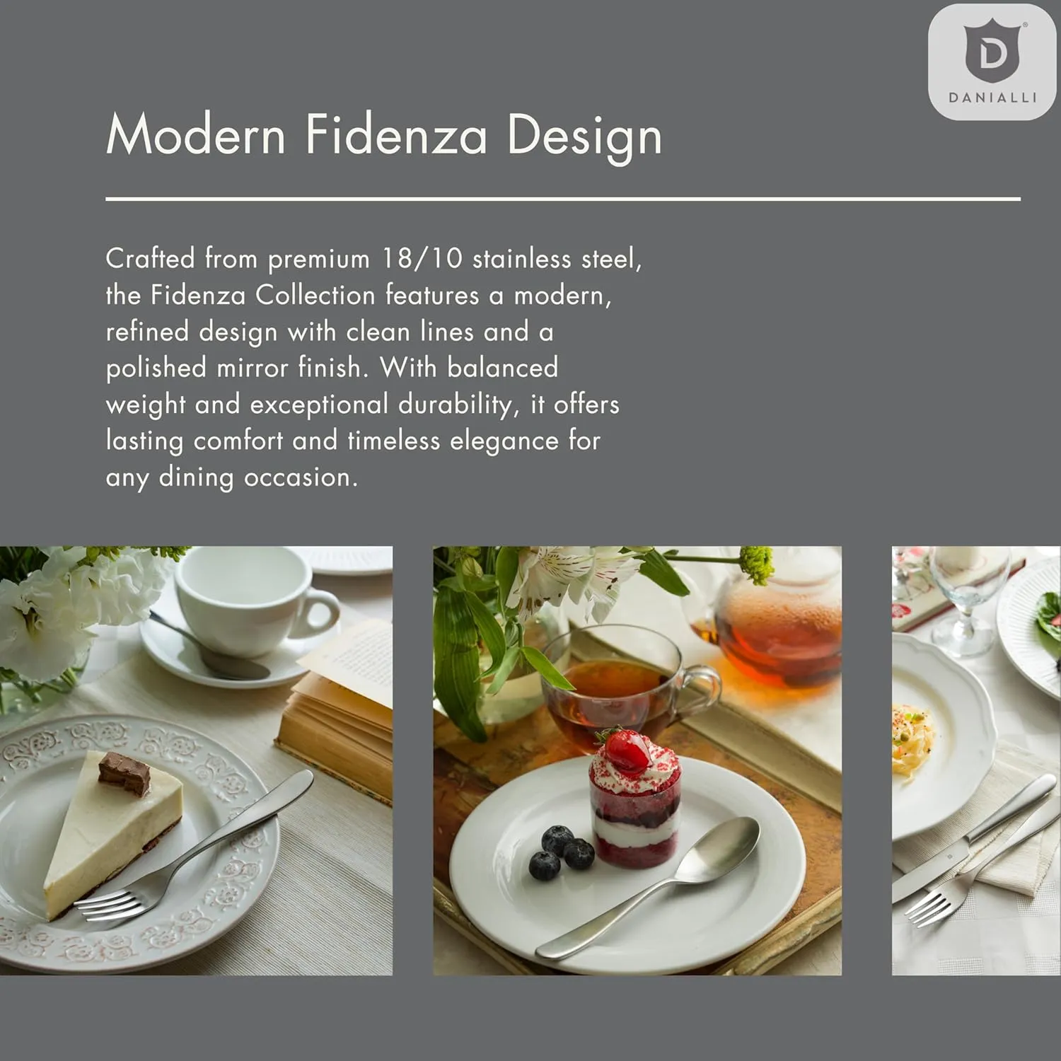 Modern Fidenza Silverware Set - 18/10 Stainless Steel Flatware Set for Elegant Dining - Dishwasher Safe Cutlery Set (20-Piece)