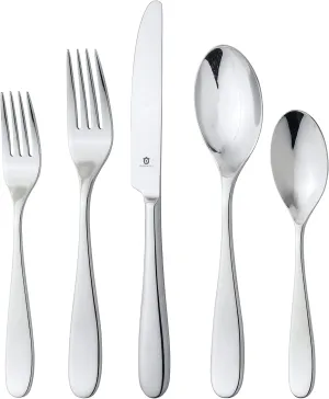 Modern Fidenza Silverware Set - 18/10 Stainless Steel Flatware Set for Elegant Dining - Dishwasher Safe Cutlery Set (20-Piece)