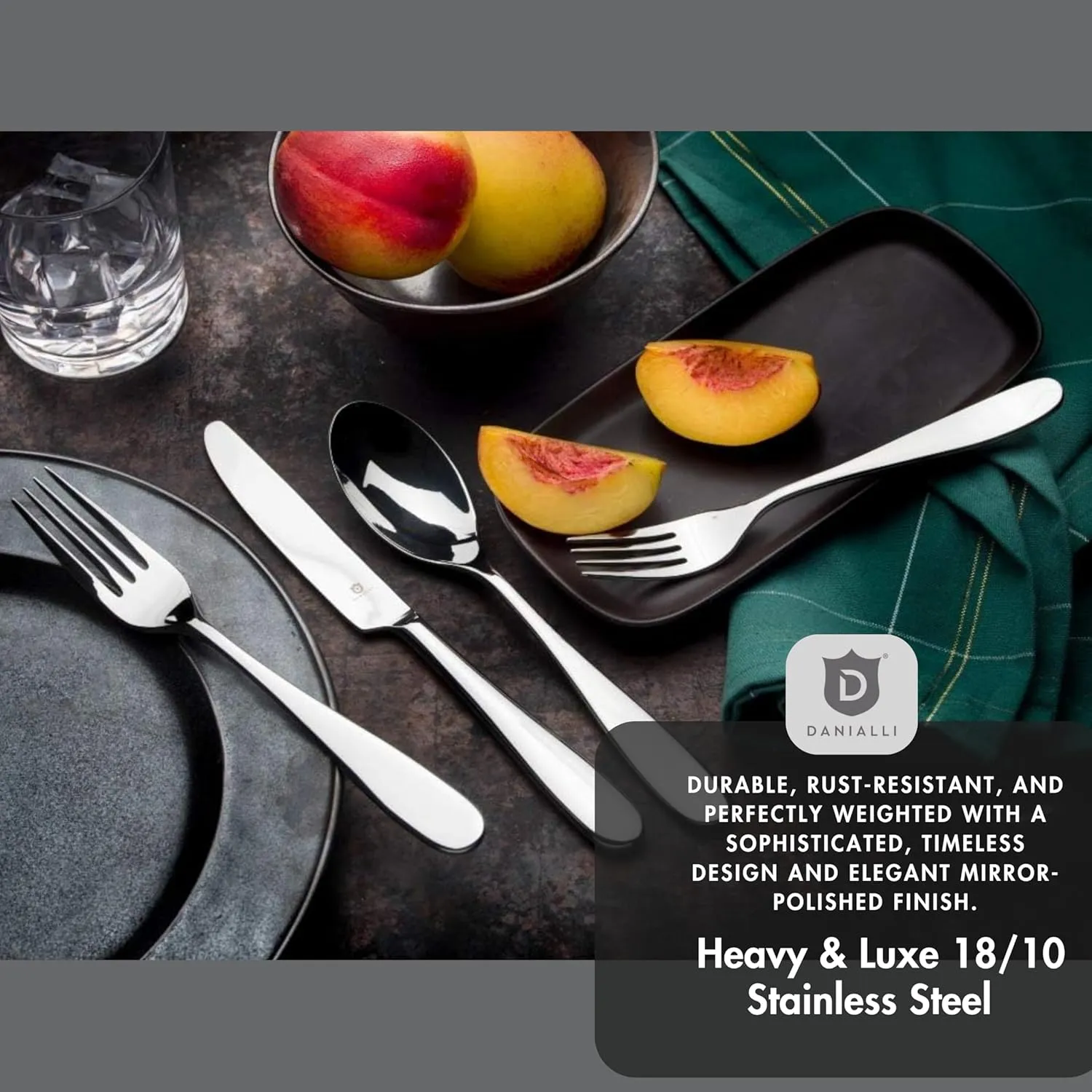 Modern Fidenza Silverware Set - 18/10 Stainless Steel Flatware Set for Elegant Dining - Dishwasher Safe Cutlery Set (20-Piece)