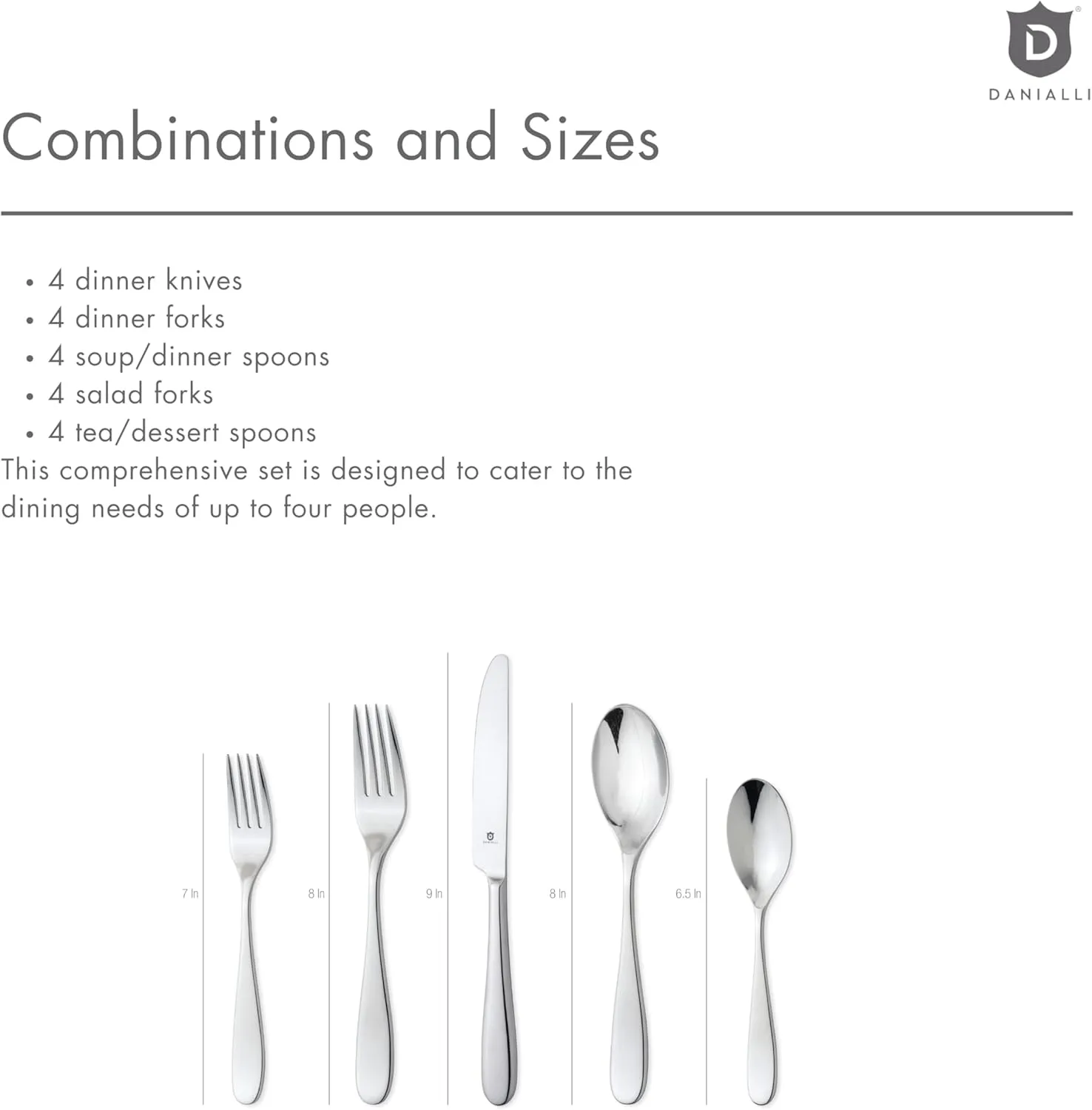 Modern Fidenza Silverware Set - 18/10 Stainless Steel Flatware Set for Elegant Dining - Dishwasher Safe Cutlery Set (20-Piece)