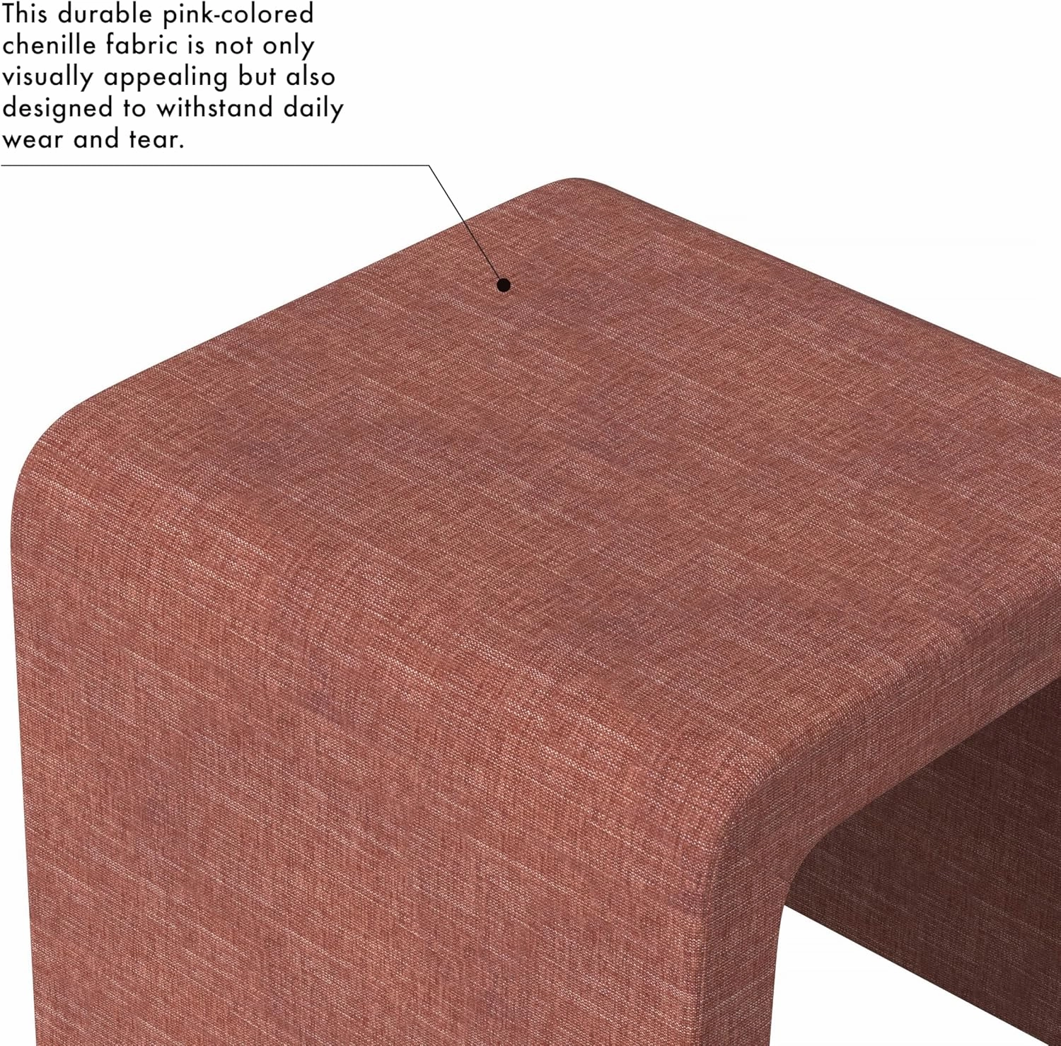 Modern Arch Chenille Ottoman|Homepop Home Décor|Ottoman for Living Room & Bedroom - Pink