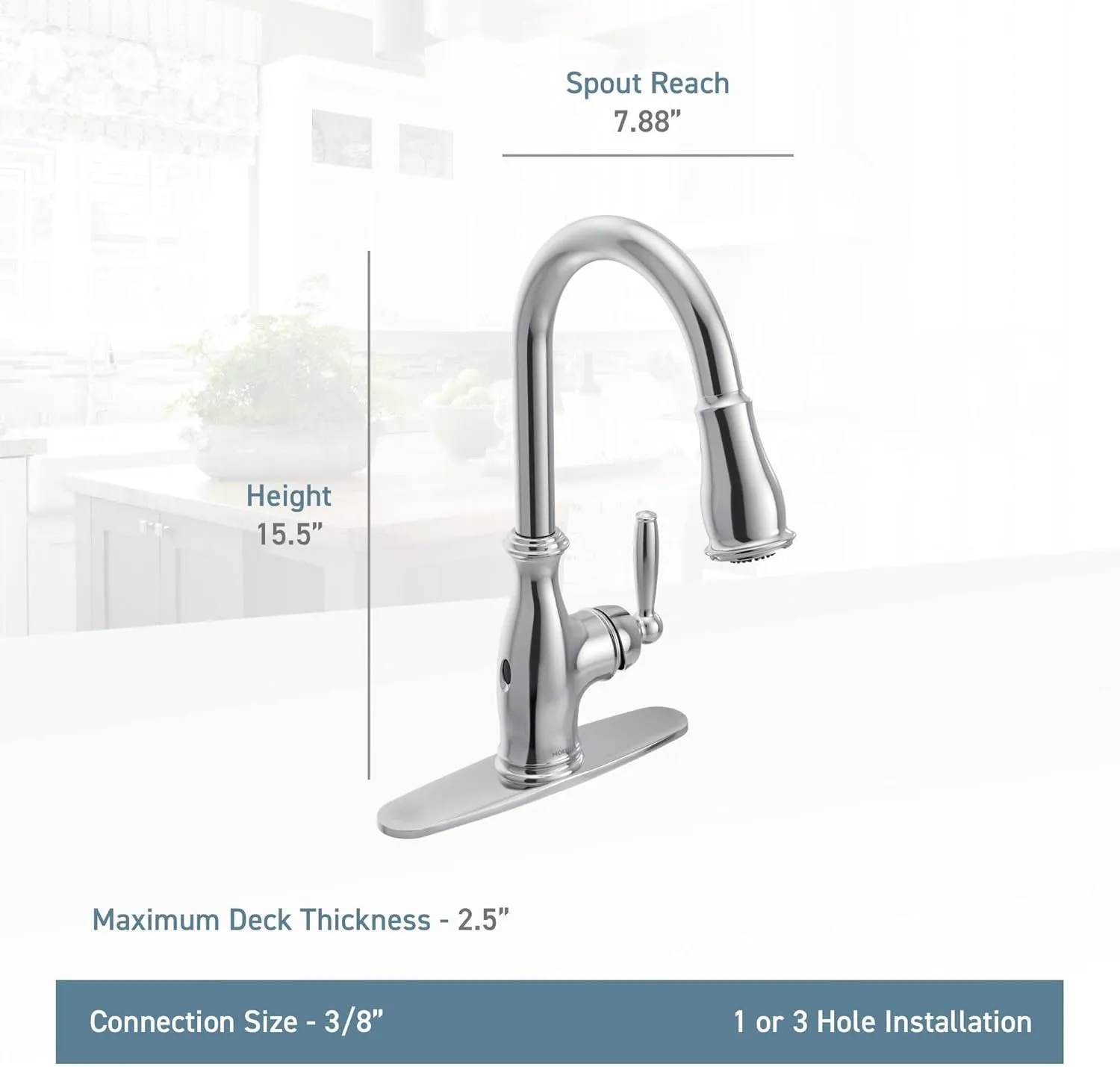 Moen Brantford Spot Resist Stainless Motionsense Wave Touchless One-Handle Pulldown Kitchen Faucet Featuring Power Clean and Reflex Docking System, 7185EWSRS