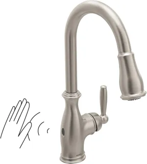 Moen Brantford Spot Resist Stainless Motionsense Wave Touchless One-Handle Pulldown Kitchen Faucet Featuring Power Clean and Reflex Docking System, 7185EWSRS