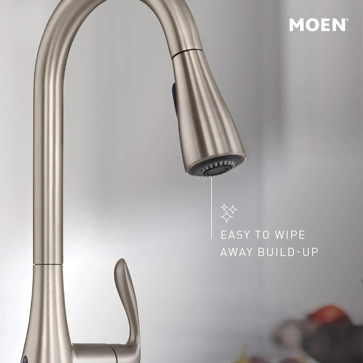Moen Riley Chrome One-Handle Pulldown Kitchen Faucet Featuring Power Boost for a Faster Clean and Reflex Docking System for the Spray Head, Modern Kitchen Sink Faucet, 7402C
