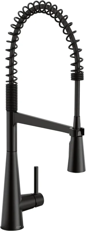 Moen Sleek Matte Black One Handle High-Arc Pulldown Kitchen Faucet, Modern Spring Kitchen Sink Faucet with Power Boost Pull Down Sprayer Head for Faster Clean, 5925BL