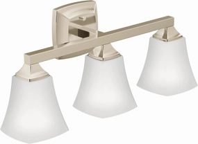 Moen YB5163NL Voss 3-Light Dual-Mount Bath Bathroom Vanity Fixture with Frosted Glass, Polished Nickel