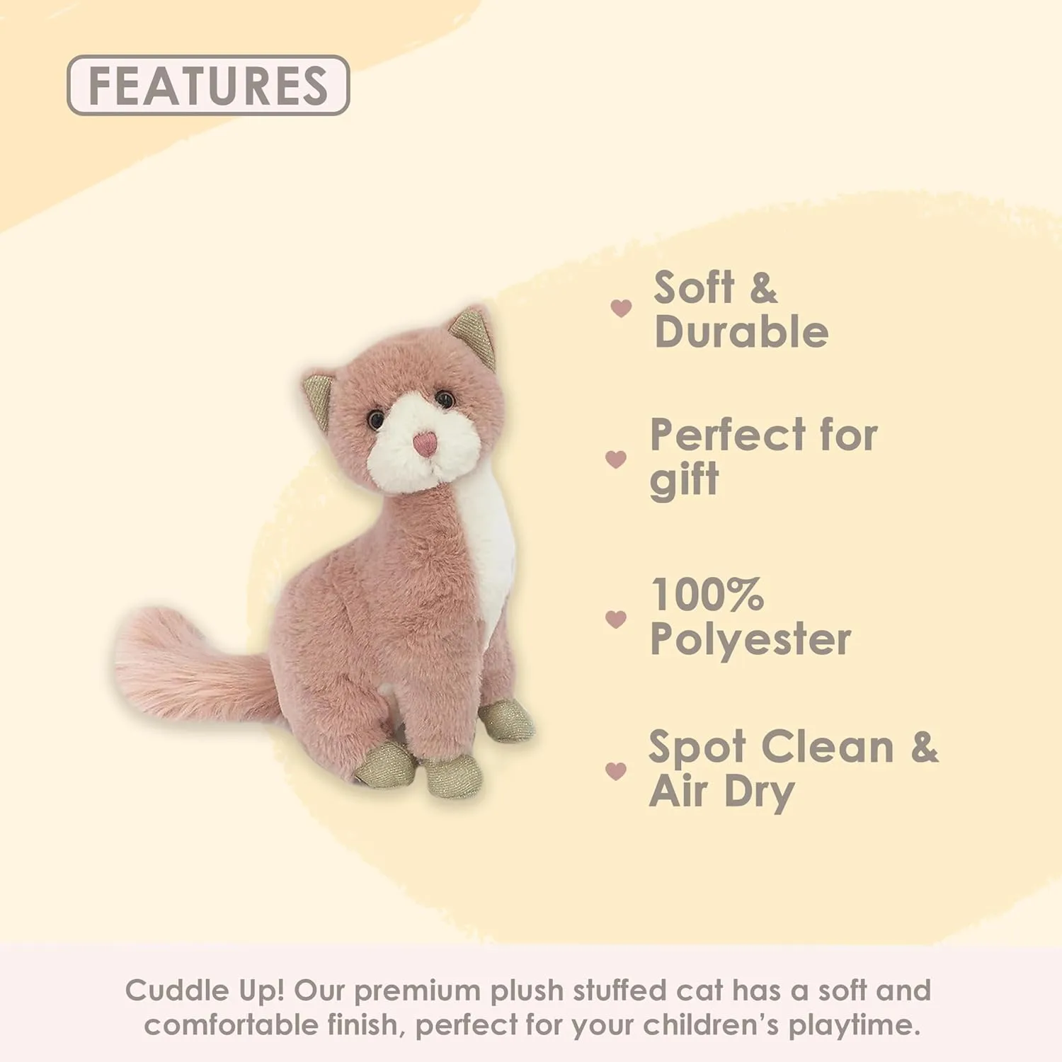 MON AMI Callie The Cat Stuffed Animal - 12", Cat Plushies, Use as Toy or Nursery Décor for Kids of All Ages